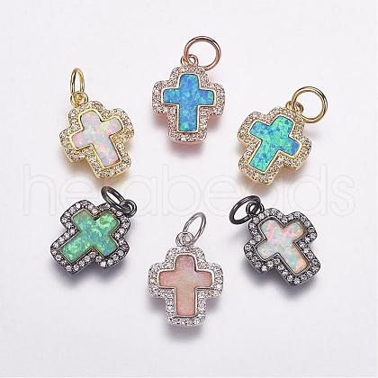 Brass Micro Pave Cubic Zirconia Pendants ZIRC-F055-04-1