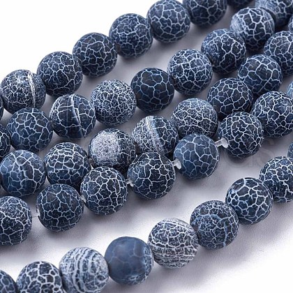 Frosted Natural Weathered Agate Beads Strands X-G-F367-8mm-05-1