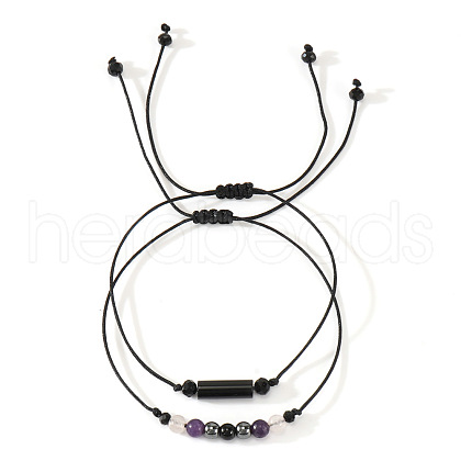 Natural Mixed Gemstone Braided Beads Bracelets ZB3525-1