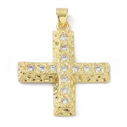 Rack Plating Brass Micro Pave Cubic Zirconia Pendants KK-K341-46G-1