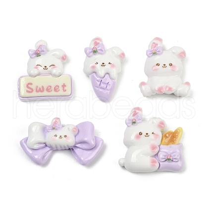 Rabbit Theme Resin Cabochons RESI-K043-15-1