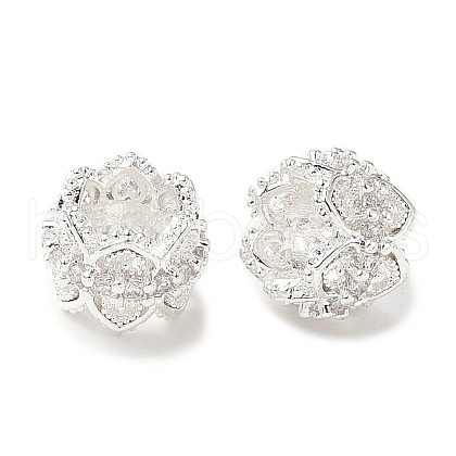Brass Micro Pave Cubic Zirconia European Beads KK-A254-11S-1