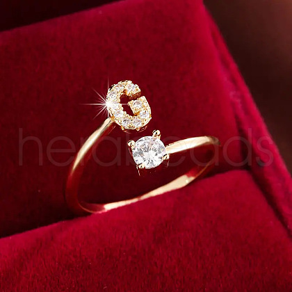Brass Micro Pave Cubic Zirconia Cuff Rings WG75066-07-1