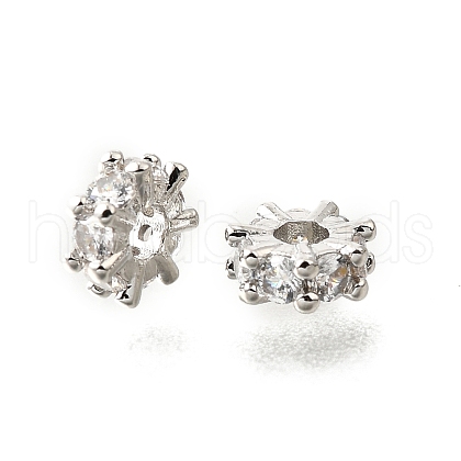 Brass Micro Pave Clear Cubic Zirconia Beads KK-V008-18P-1
