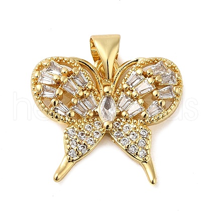 Rack Plating Brass Micro Pave Cubic Zirconia Pendants KK-P241-15G-1