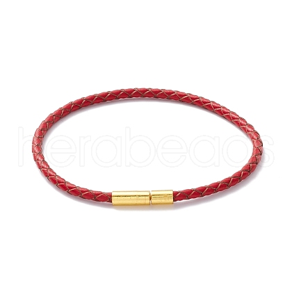 Braided Leather Cord Bracelet for Women BJEW-C009-01A-1