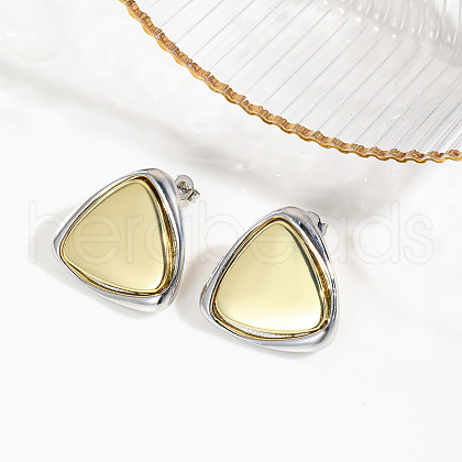 Brass Two Tone Stud Earrings EJEW-S262-10GP-A-1