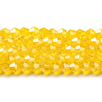 Transparent Electroplate Glass Beads Strands GLAA-F029-4mm-C22-1