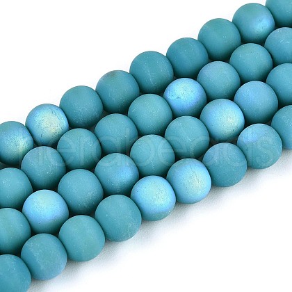 Frosted Opaque Glass Beads Strands GLAA-T032-P6mm-MBB13A-1