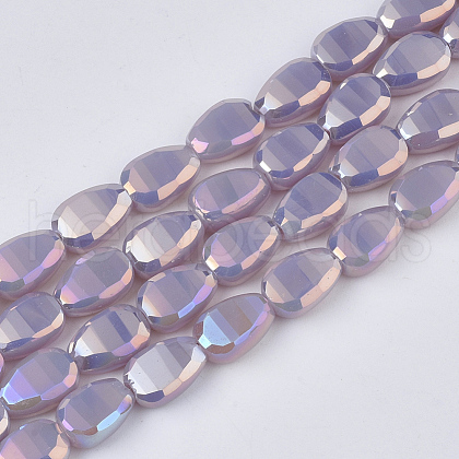Electroplate Opaque Solid Color Glass Beads Strands EGLA-T020-02B-1