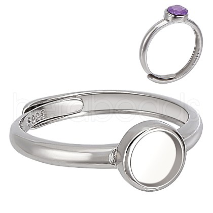 BENECREAT 1Pc 925 Sterling Silver Adjustable Ring Components STER-BC0002-66P-01-1