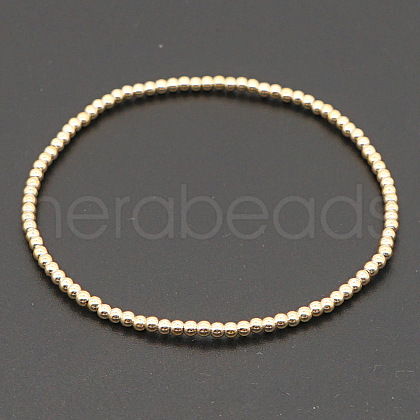 Classic Golden Tone Round Brass Beaded Stretch Bracelets for Women Men IN4084-7-1