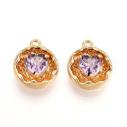Brass Micro Pave Cubic Zirconia Charms KK-N262-114C-G-1