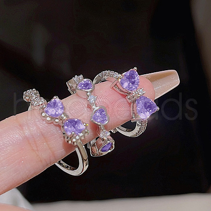 Alloy & Rhinestone Cuff Finger Rings Sets FS-WG1129B-02-1