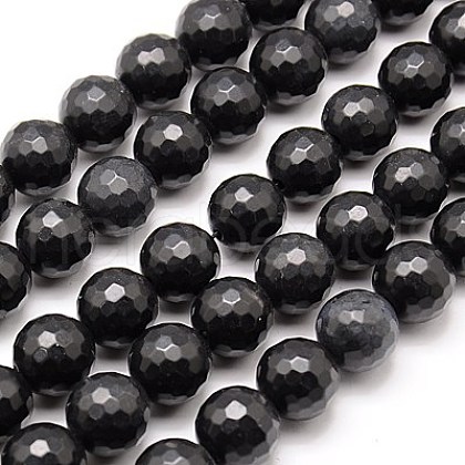 Natural Black Stone Beads Strands G-G542-14mm-04-1