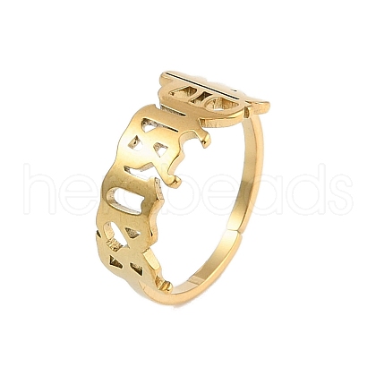 Ion Plating(IP) 304 Stainless Steel Constellation Open Cuff Ring for Women RJEW-C097-01G-12-1