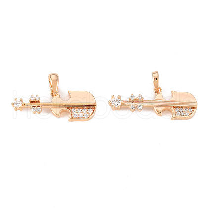 Brass Micro Pave Clear Cubic Zirconia Pendants KK-T062-88G-NF-1