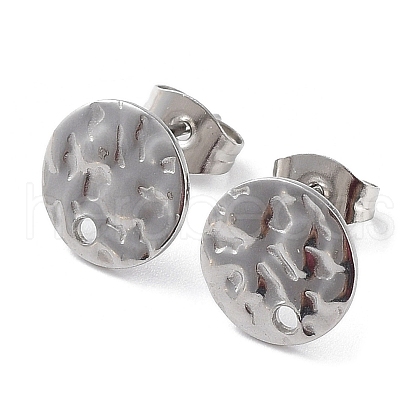 Non-Tarnish 201 Stainless Steel Flat Round Stud Earring Findings STAS-K259-19B-P-1