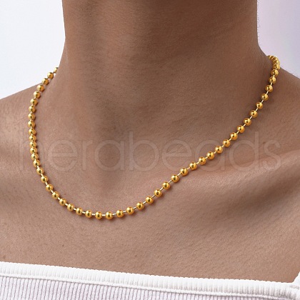 3MM 304 Stainless Steel Ball Chain Necklaces NJEW-D322-02G-1