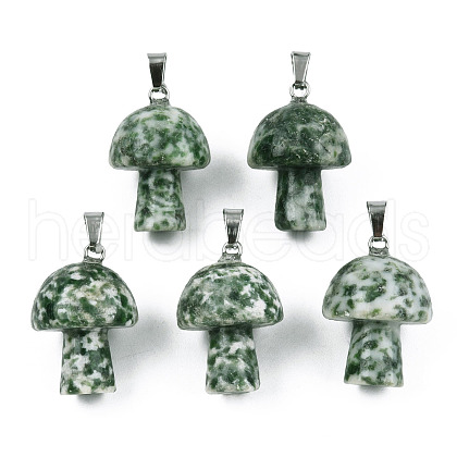 Natural Green Spot Jasper Pendants X-G-N0325-10Q-1