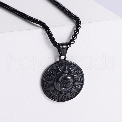Vintage Constellation Moon Sun Stainless Steel Pendant Punk Necklaces DK4038-3-1