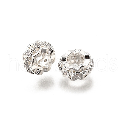 Brass Micro Pave Cubic Zirconia European Beads KK-C106-12S-1