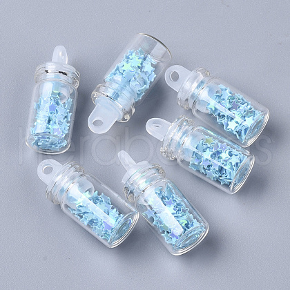 Glass Wishing Bottle Pendant Decorations GLAA-T008-01D-1