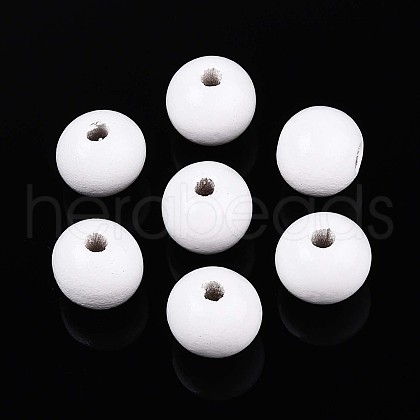 Spray Painted Round Natural Schima Wood Beads WOOD-A018-12mm-30-1
