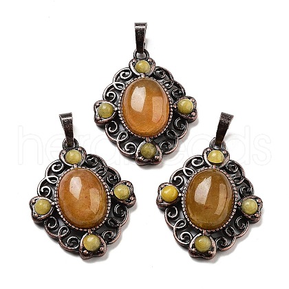 Dyed Natural White Jade Rhombus Pendants G-K363-02R-11-1