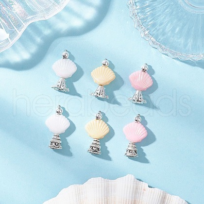 6Pcs ABS Plastic Shell Shape Home Display Decorations AJEW-JD00020-1