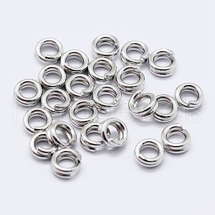 Anti-Tarnish Rhodium Plated 925 Sterling Silver Split Jump Rings STER-F036-01P-1x8mm-1