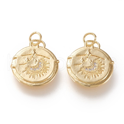 Brass Micro Pave Clear Cubic Zirconia Pendants X-ZIRC-K086-19G-1