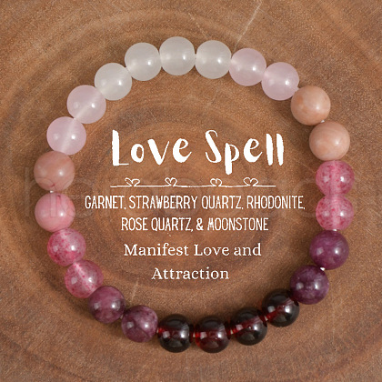 Natural Agate & Quartz Crystal & Amethyst & Rose Quartz & Glass Round Bead Stretch Bracelets WG6A8BD-09-1