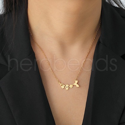 304 Stainless Steel Pendant Necklaces NJEW-H010-01G-1