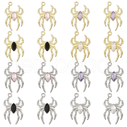 CHGCRAFT 16Pcs 8 Styles Glass Spider Pendant FIND-CA0008-37-1