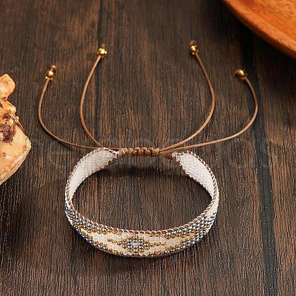 Bohemian Style Glass Seed Beads Braided Bead Braclets for Women NU9634-4-1