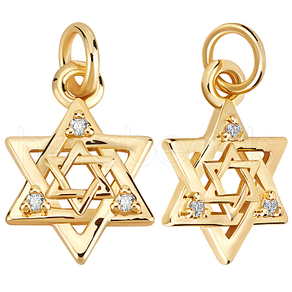 Beebeecraft 16Pcs Brass Micro Pave Clear Cubic Zirconia Charms KK-BBC0015-88-1