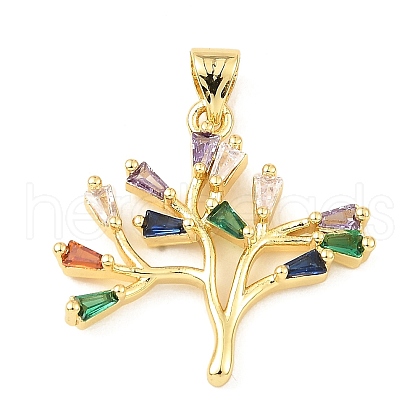 Real 18K Gold Rack Plating Brass Micro Pave Cubic Zirconia Pendants ZIRC-L100-148G-02-1
