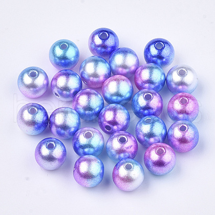 Rainbow ABS Plastic Imitation Pearl Beads X-OACR-Q174-12mm-06-1
