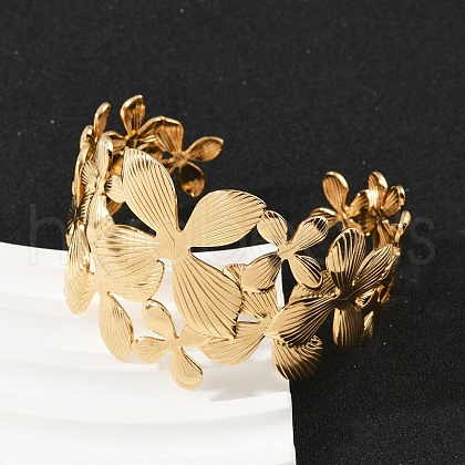 304 Stainless Steel Cuff Bangles for Women BJEW-U045-01G-1