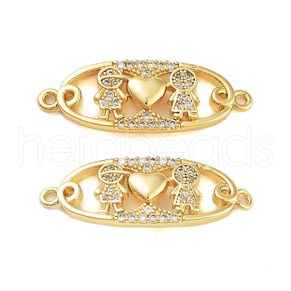 Rack Plating Brass Micro Pave Clear Cubic Zirconia Connector Charms KK-S379-19G-1