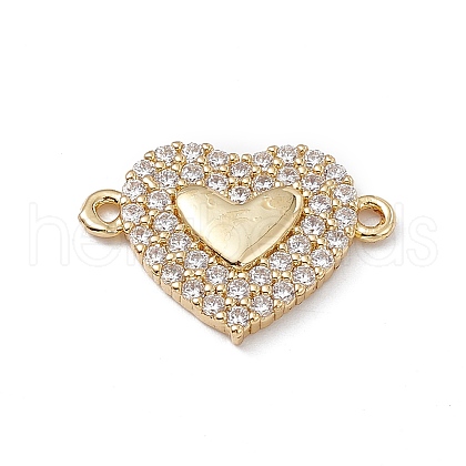 Rack Plating Brass Micro Pave Clear Cubic Zirconia Connector Charms KK-A175-06G-1