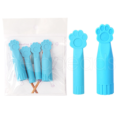 2Pcs Paw Print Silicone Knitting Needle Point Protectors PW-WG83120-01-1