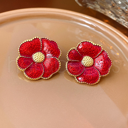 Alloy Enamel Stud Earrings EJEW-H156-01G-1