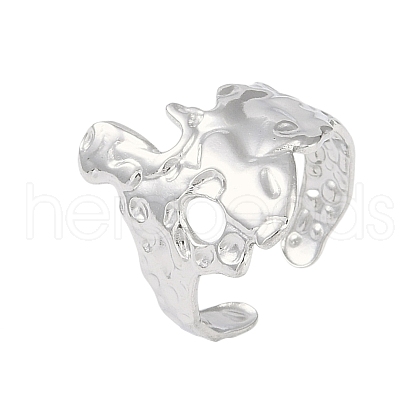 Non-Tarnish 304 Stainless Steel Textured Open Cuff Rings X-RJEW-C095-08B-P-1