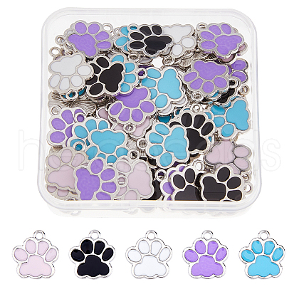 SUPERFINDINGS 80Pcs 5 Colors Alloy Enamel Pendants ENAM-FH0001-80-1
