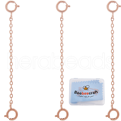 Beebeecraft 3Pcs Sterling Silver Chain Extender STER-BBC0006-76RG-1