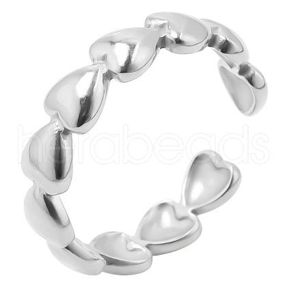 French Minimalist Heart Ring Adjustable Stainless Steel Open Cuff Rings for Women BA4323-1-1