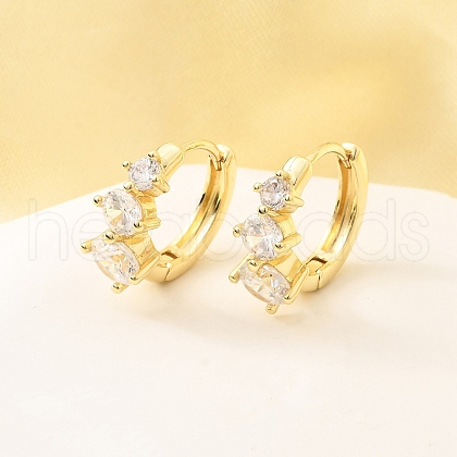 Brass Micro Pave Clear Cubic Zirconia Hoop Earrings EJEW-Z121-06G-1