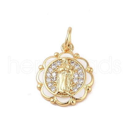 Brass Micro Pave Clear Cubic Zirconia Pendants KK-E111-31I-G-1
